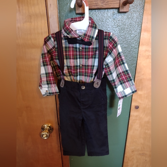 Baby Boy Suit: Dress Shirt, Suspenders, Bow tie - Picture 2 of 3